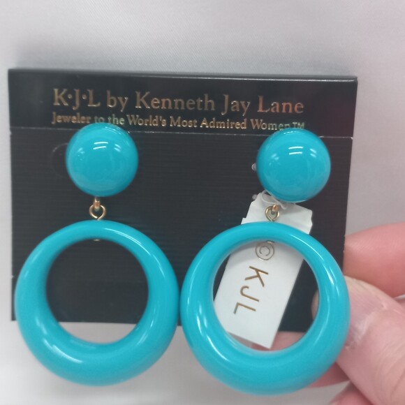 KJL Kenneth Jay Lane "Take Me Back" acrylic earrings Pierced NEW - Picture 6 of 7